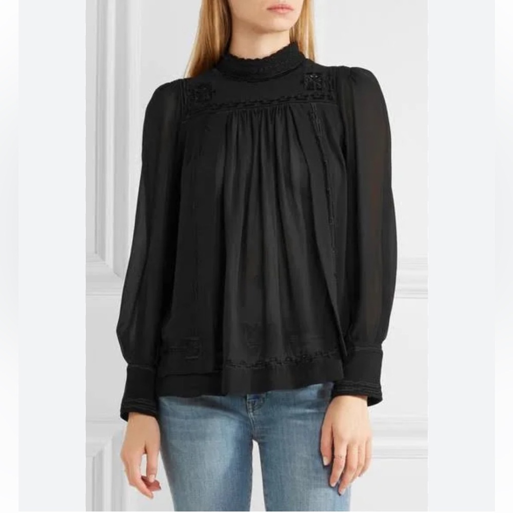 NWOT Isabel marant SZ M/38 high neck Maeva silk embroidered top - Picture 3 of 14
